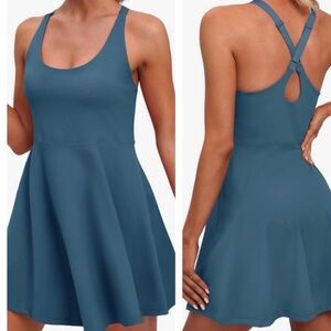 IUGA Sea Blue Tennis Pickleball Golf Dress Built in Shorts Bra Pockets Sz M